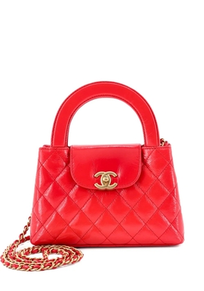 CHANEL Pre-Owned Kelly Top Handle Shopping Bag Quilted Shiny Aged Calfskin Mini satchel - Red