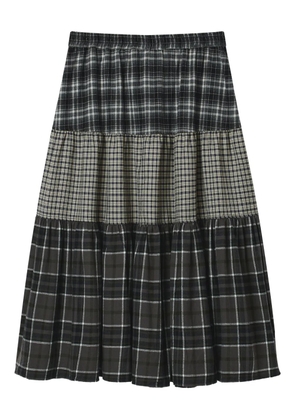 Mini Cream tiered check midi skirt - Grey