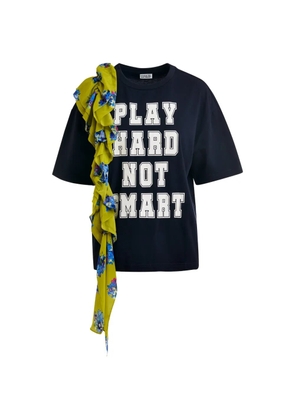 Essentiel Antwerp ruffled-trim printed T-shirt - Blue