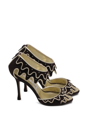 Manolo Blahnik wavy ankle-strap sandal heels - Black