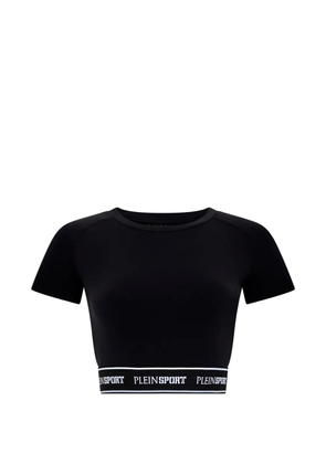 Plein Sport raglan lettering cropped T-shirt - Black