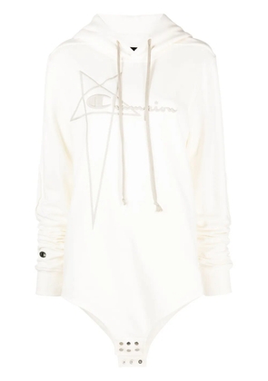 Rick Owens X Champion logo-embroidered cotton hoodie - White