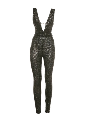 Elisabetta Franchi sequin-embellished plunge-neck jumpsuit - Black