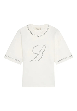 Blumarine embellished eyelet-trimmed T-shirt - White