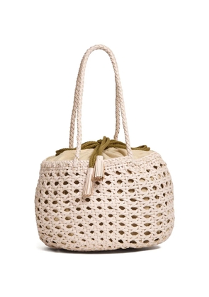 DRAGON DIFFUSION Juventus round perforated bucket bag - Neutrals
