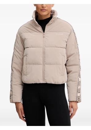 GUESS USA logo stripe puffer jacket - Neutrals