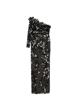 Saiid Kobeisy one-shoulder embroidered tulle dress - Black