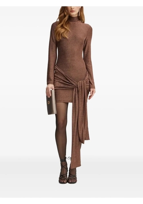 Bardot mock-neck tie-front mini dress - Brown