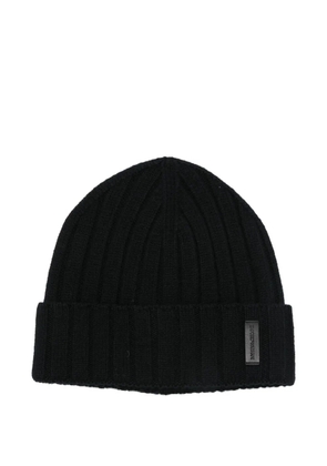 Emporio Armani ribbed wool beanie - Black