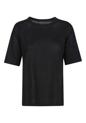 Aragona linen short-sleeve T-shirt - Black