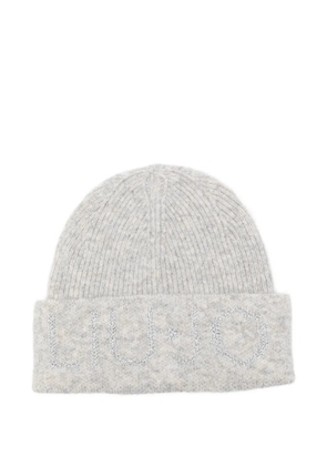 LIU JO logo-detail ribbed beanie - Grey