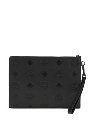 MCM logo-pattern clutch bag - Black