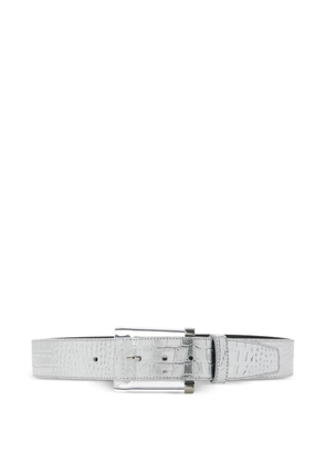 Brandon Maxwell crocodile-effect buckle belt - Silver