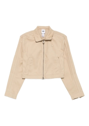 adidas three-stripe zip-up cropped jacket - Neutrals