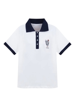 Isolda chicken-embroidered polo shirt - White