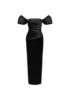 POST MERIDIEM draped-sleeves maxi dress - Black