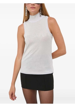 Patrizia Pepe high-neck embellished top - Grey