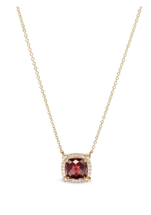 David Yurman 18kt yellow gold petite Chatelaine pavé diamond and garnet pendant necklace - Red