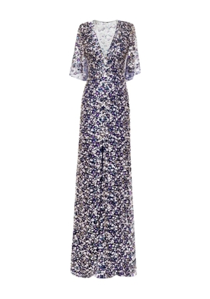 Gemy Maalouf beaded cape dress - Blue