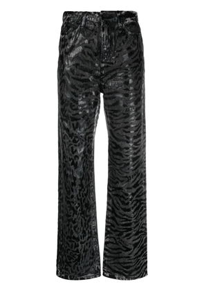 Karl Lagerfeld animal-print straight-leg jeans - Black