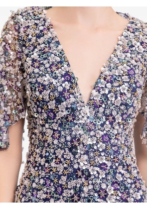 Gemy Maalouf beaded cape dress - Blue