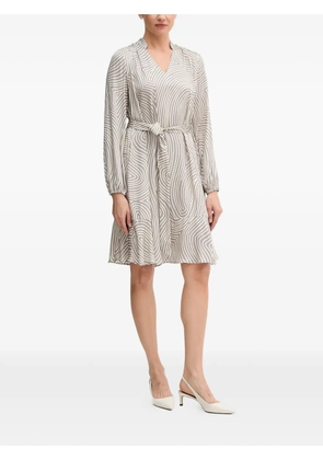 Marc Aurel patterned tie belt dress - Grey
