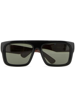 Gucci Eyewear tortoiseshell-effect detail rectangle-frame sunglasses - Black