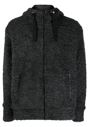 Junya Watanabe MAN textured drawstring zipped hoodie - Grey