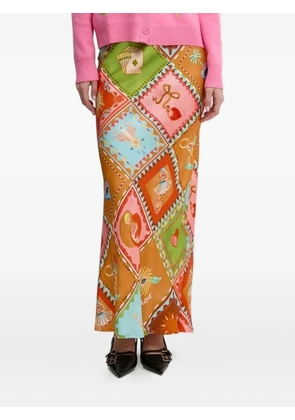 NEVER FULLY DRESSED Soller Dorris patchwork-print maxi skirt - Orange