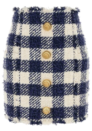 Balmain tweed buttoned mini skirt - Blue