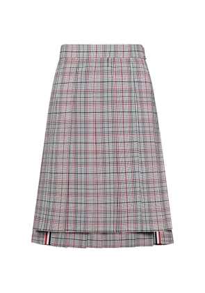 Thom Browne plaid-pattern pleated wool skirt - Grey