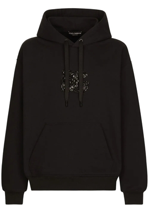 Dolce & Gabbana rhinestone-embellished cotton hoodie - Black