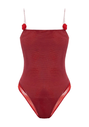 Oséree Lumière Rose appliqué swimsuit - Red