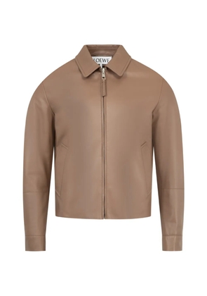 LOEWE zip-up leather jacket - Brown
