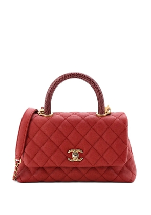 CHANEL Pre-Owned Coco Top Handle Bag Quilted Caviar with Lizard Mini shoulder bag - Red