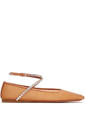 Amina Muaddi mesh ballerina shoes - Brown