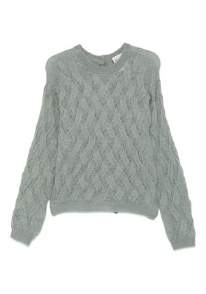 Semicouture cable-knit bow-detail sweater - Grey