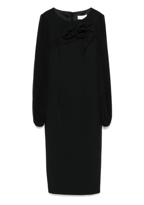 NISSA floral-appliqué midi dress - Black