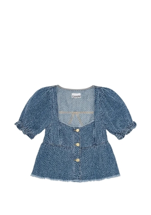 GANNI textured denim top - Blue
