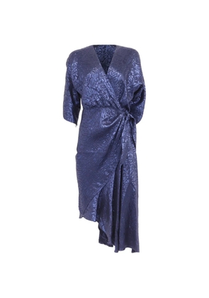 Etro Vintage floral jacquard asymmetric dress - Blue