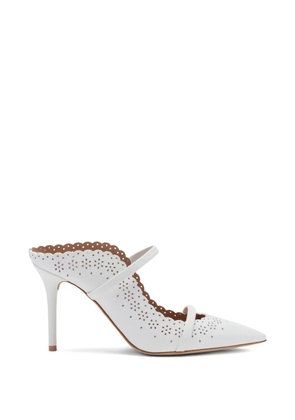 Malone Souliers pointed-toe scalloped-trim heeled pumps - White
