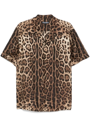 Dolce & Gabbana leopard-print silk shirt - Brown