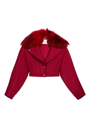 Blumarine faux-fur-collar cropped jacket - Red