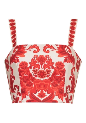 Cara Cara Helena floral-print smocked top - Red