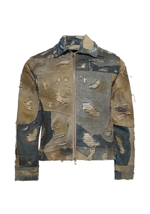 Who Decides War patchwork distressed trucker denim jacket - Brown
