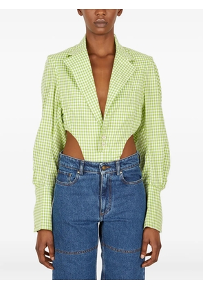Ninamounah gingham padded-shoulder body - Green