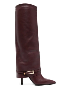 Gisel Moire 90mm Samantha buckle-detail slouch boots - Red