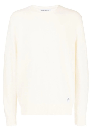 Department 5 distressed-hem crew-neck jumper - White