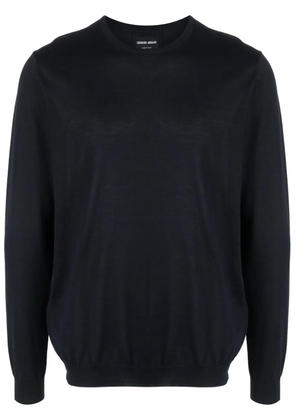 Giorgio Armani crew-neck silk-cotton jumper - Blue