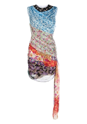 Marine Serre Regenerated Scarves silk minidress - Blue